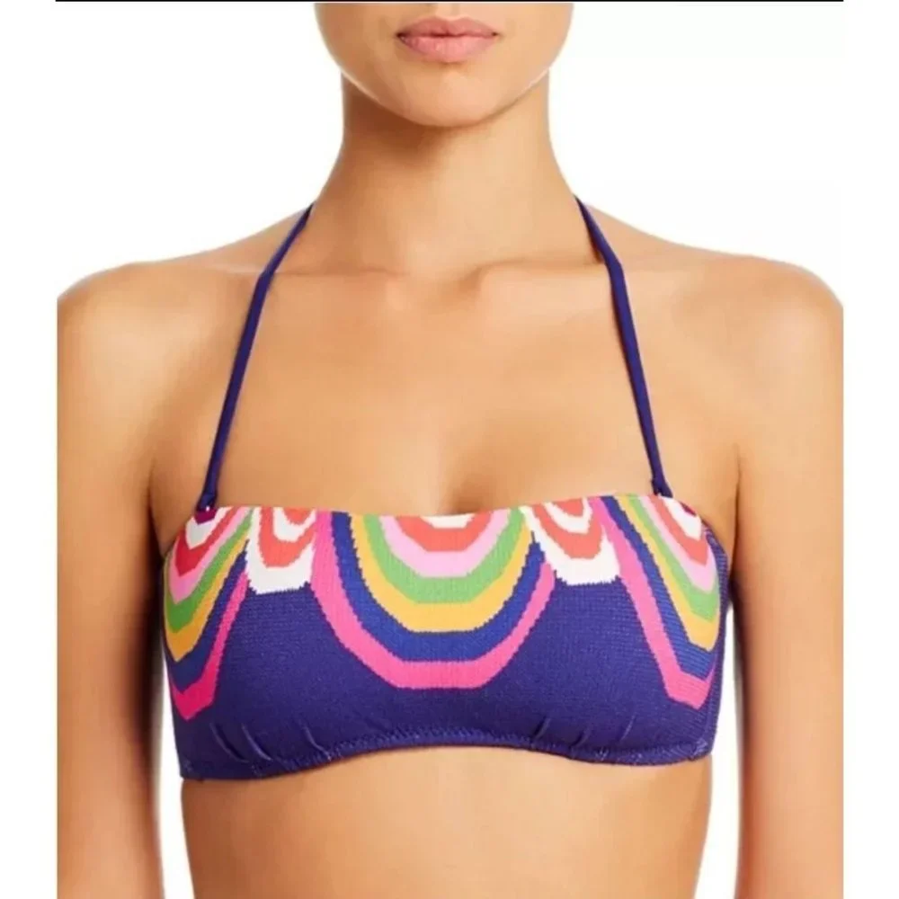 TRINA TURK 10 Rainbow Halter Bandeau Bikini Top Swimwear